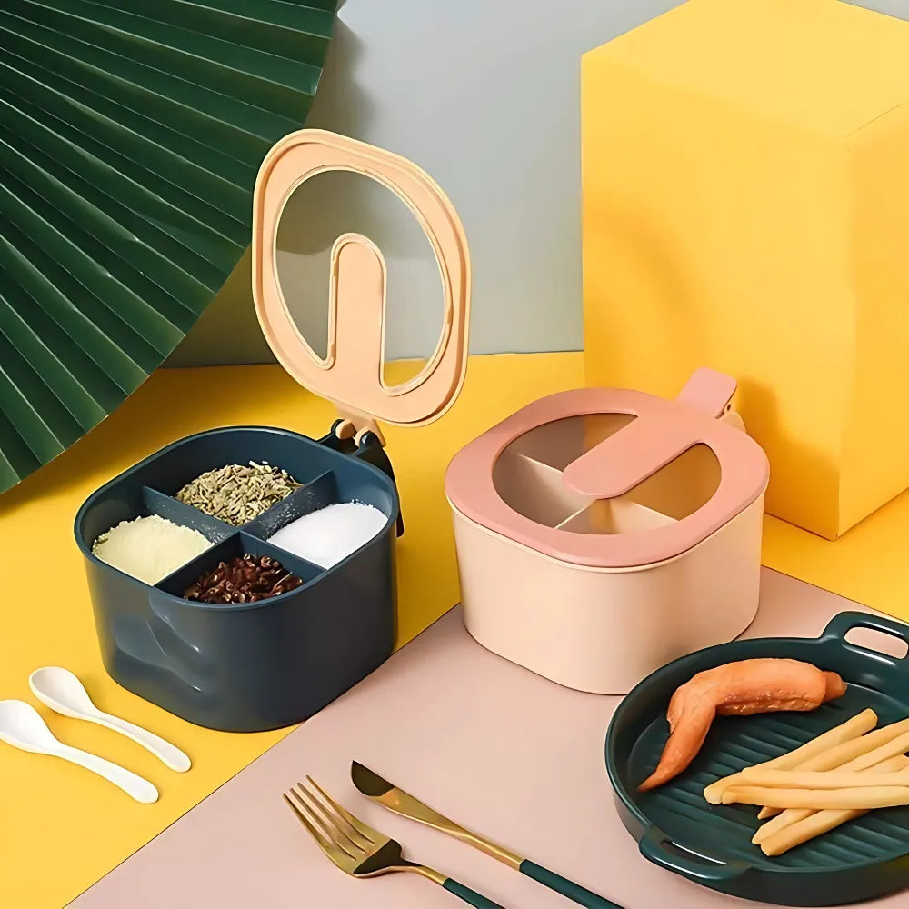 Plastic 4 Section Fancy Masala Box