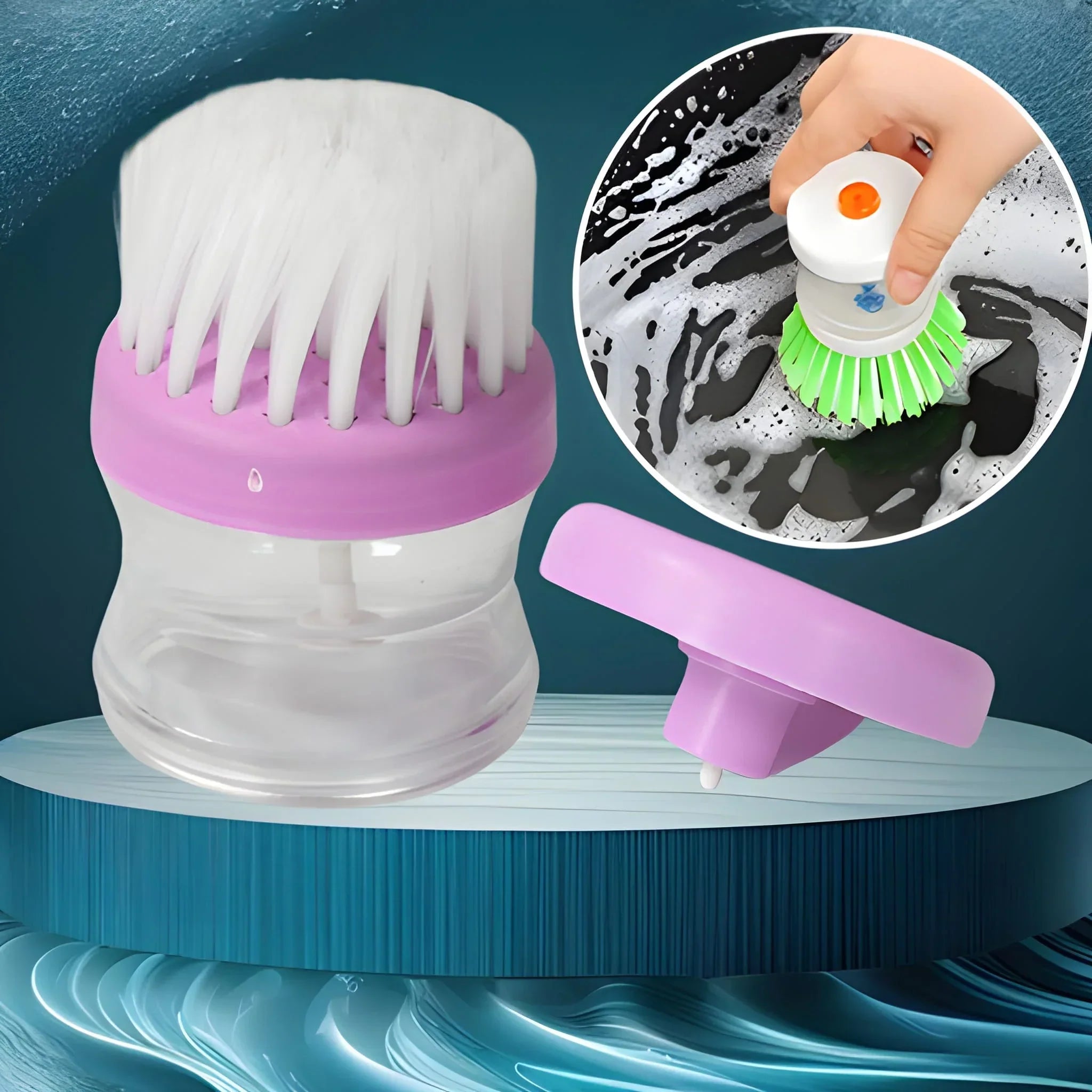 Plastic wash basin brush cleaner with liquid – MaxSmile