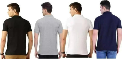 Poly Matte Solid Half Sleeves Mens Polo T Shirt Pack Of 4