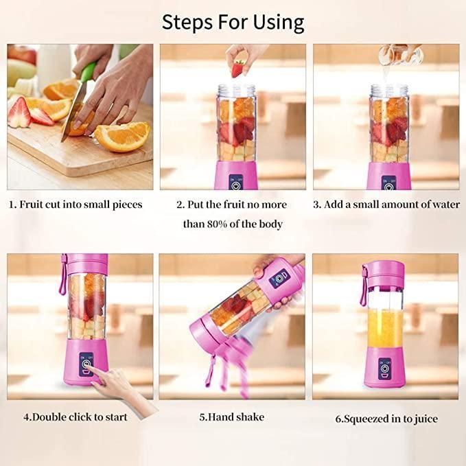Portable Electric USB Juice Maker Bottle | Blender Grinder Mixer | Rechargeable Bottle with 6 Blades With Magnate 1