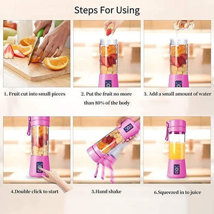 Portable Electric USB Juice Maker Bottle | Blender Grinder Mixer | Rechargeable Bottle with 6 Blades With Magnate 1