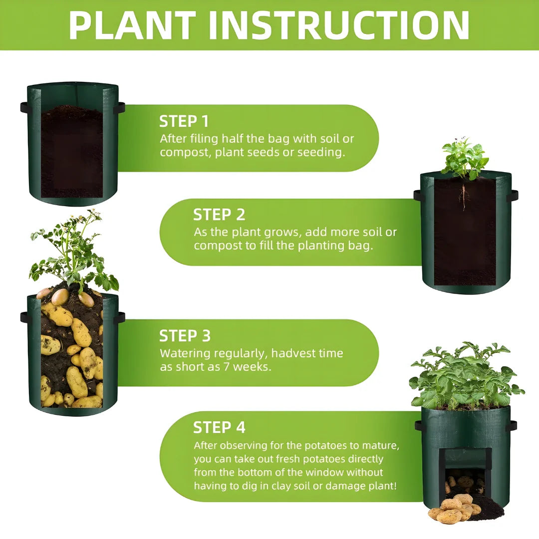 Potato Grow Bag with Harvest Window for Root Vegetables