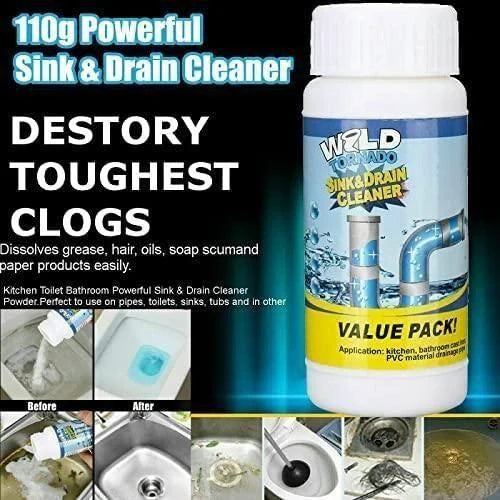 Powerful Drain Blockage Cleaner Sink Home & Kitchen