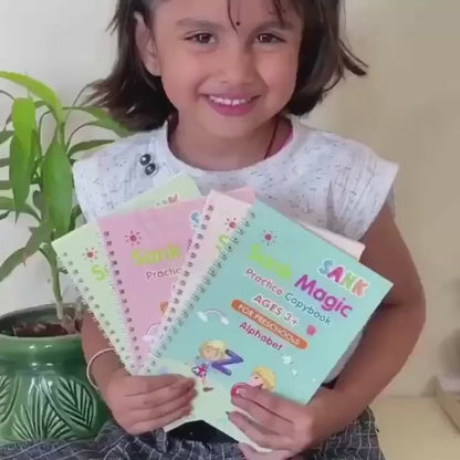 Magic Practice Copybook (4 Books + 4 Pens)