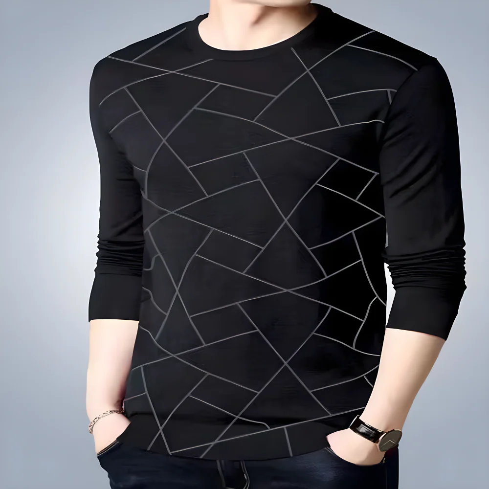 Printed Black Cotton Tee clothing