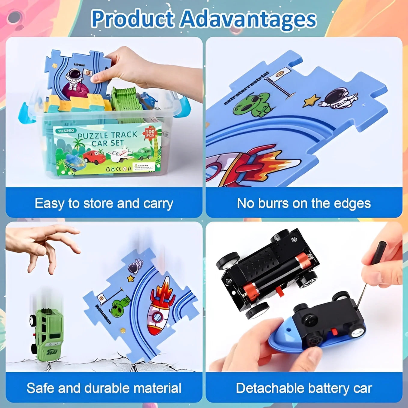 Puzzle Rail car Race Slot Car Track Set Kids Learning