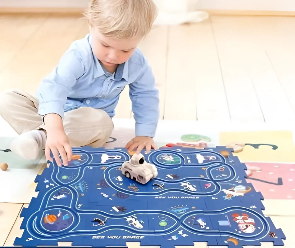 Puzzle Rail car Race Slot Car Track Set Kids Learning