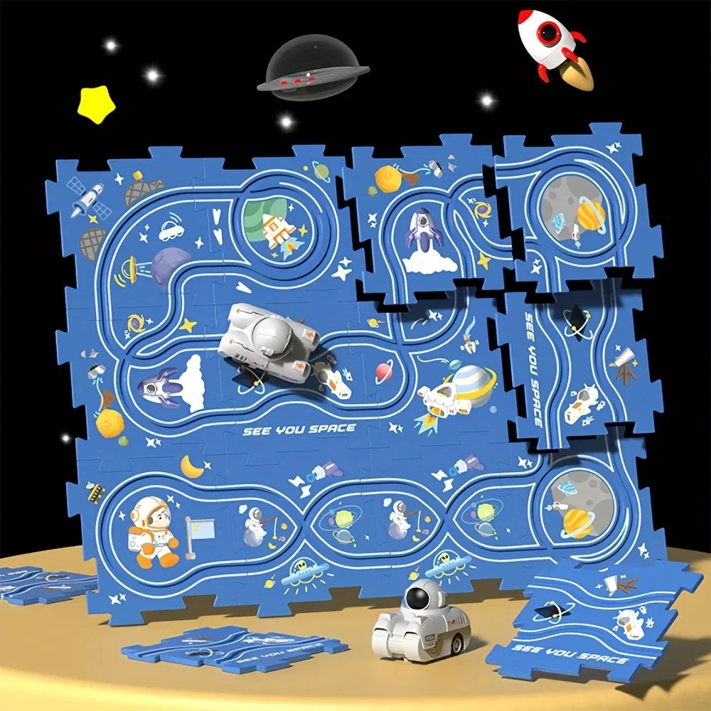 Puzzle Rail car Race Slot Car Track Set Kids Learning