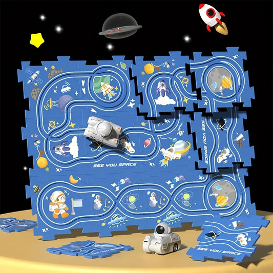 Puzzle Rail car Race Slot Car Track Set Kids Learning