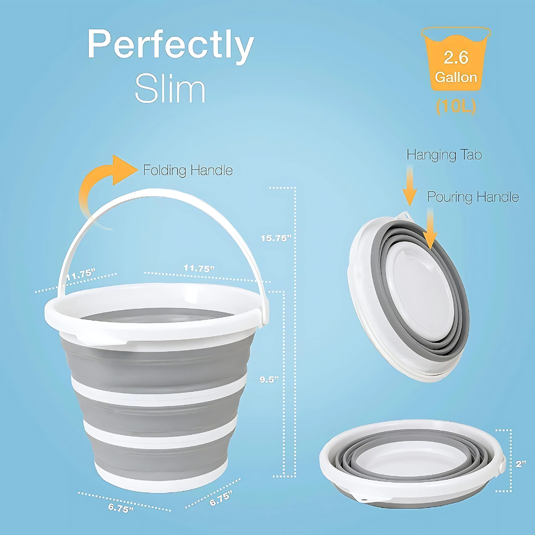 PVC Coated Collapsible Foldaway Bucket(Assorted Colors)