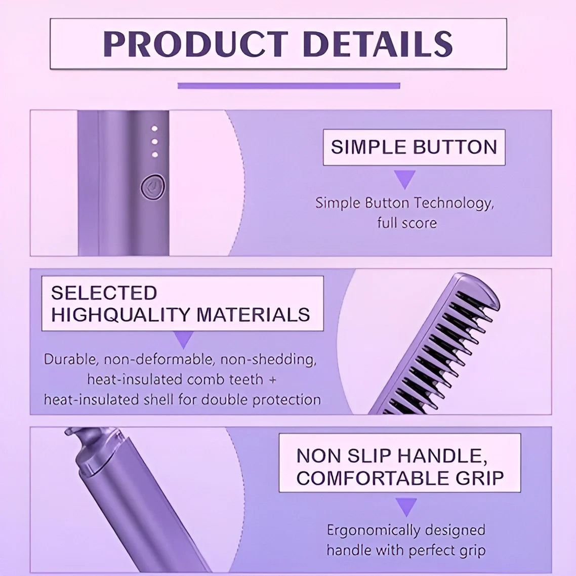 Rechargeable Hot Comb Hair Straightener hair care