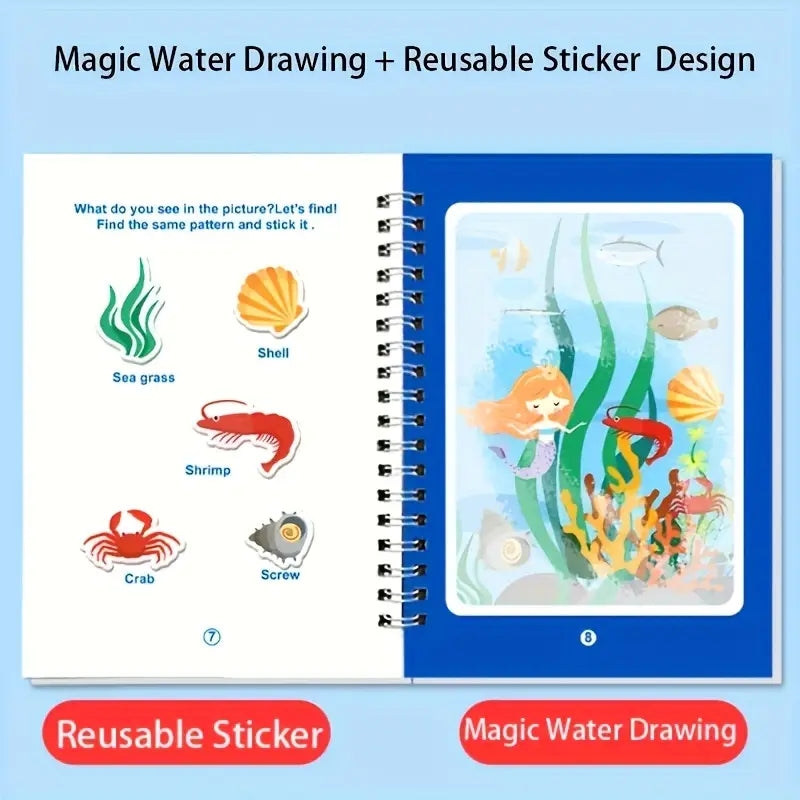 Reusable Magic Water Painting Book Kids Learning