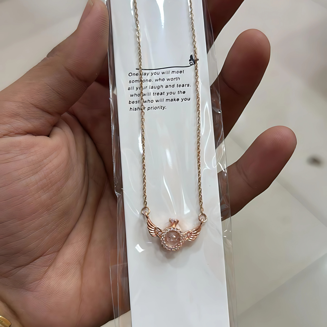 Rose Gold Angel Wings Pendant Chain