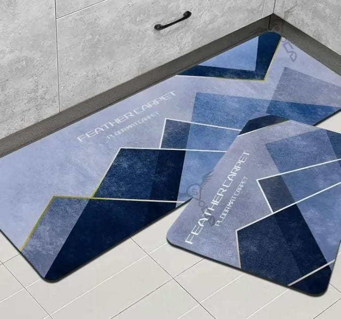 Rubber Floor Mat with Runner Geometric Pattern Home Accessories