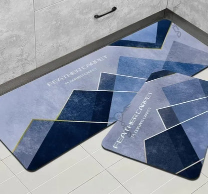 Rubber Floor Mat with Runner Geometric Pattern Home Accessories