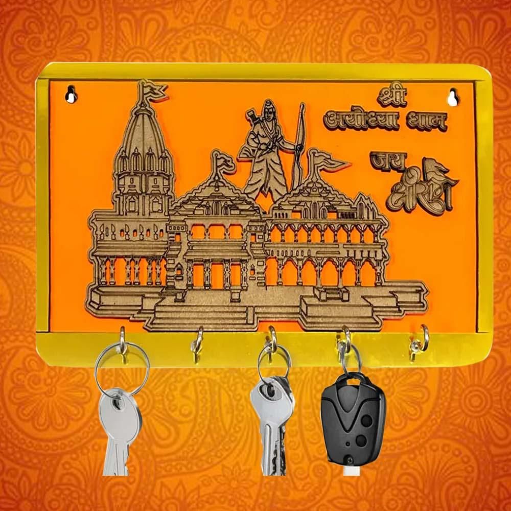 Shree Ram Mandir Ayodhya Model Wooden Key Holder Wooden Key Holder