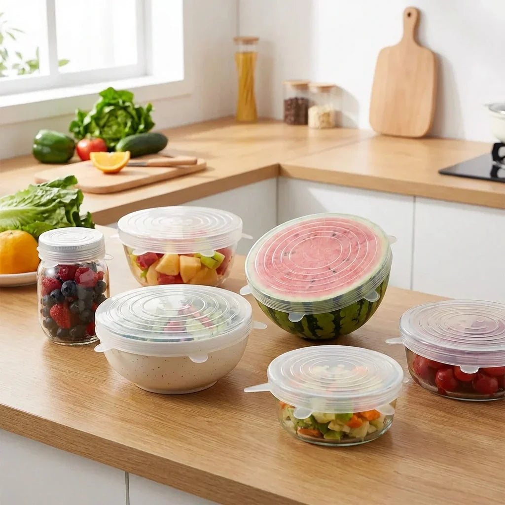 Best silicone food cover stretch lids – 6 pcs - container covers | 2026 | fast shipping