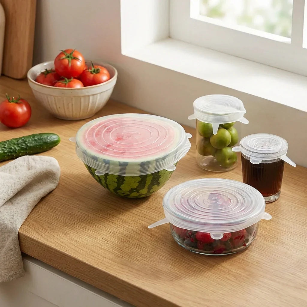 Best silicone food cover stretch lids – 6 pcs - container covers | 2026 | fast shipping