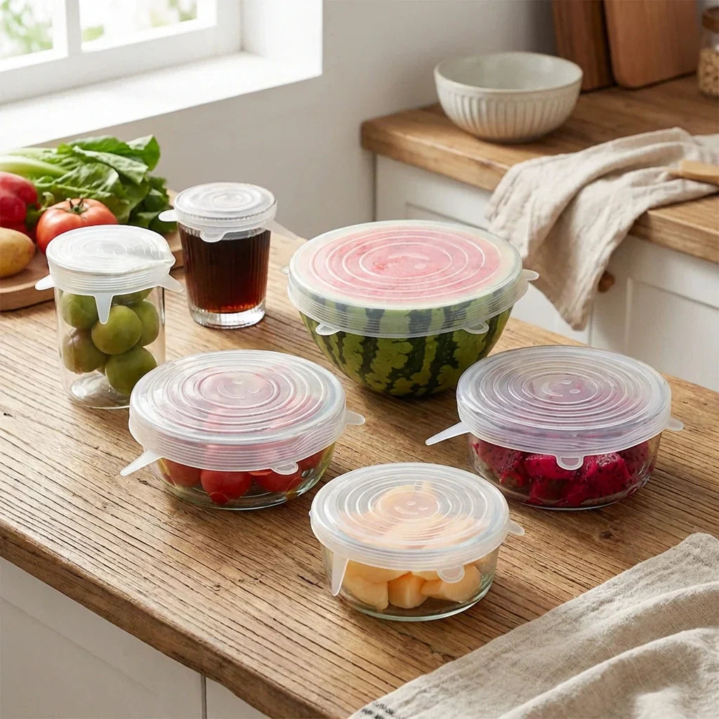 Best silicone food cover stretch lids – 6 pcs - container covers | 2026 | fast shipping