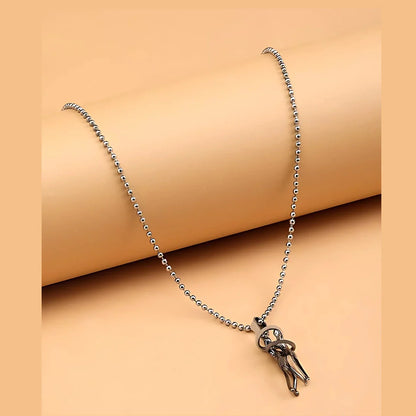 Silver and Black Hug Couple Chain Pendant