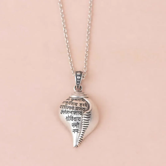 Silver Shankha Pendant with Chain