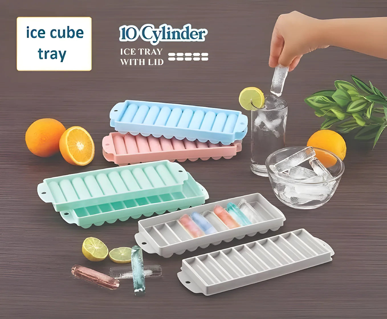 Sleek Cylinder Ice Trays (Pack of 2)