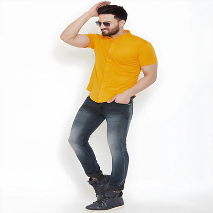 Solid Yellow Slim Shirt clothing