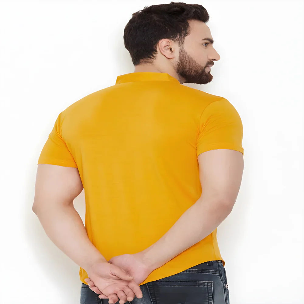 Solid Yellow Slim Shirt clothing
