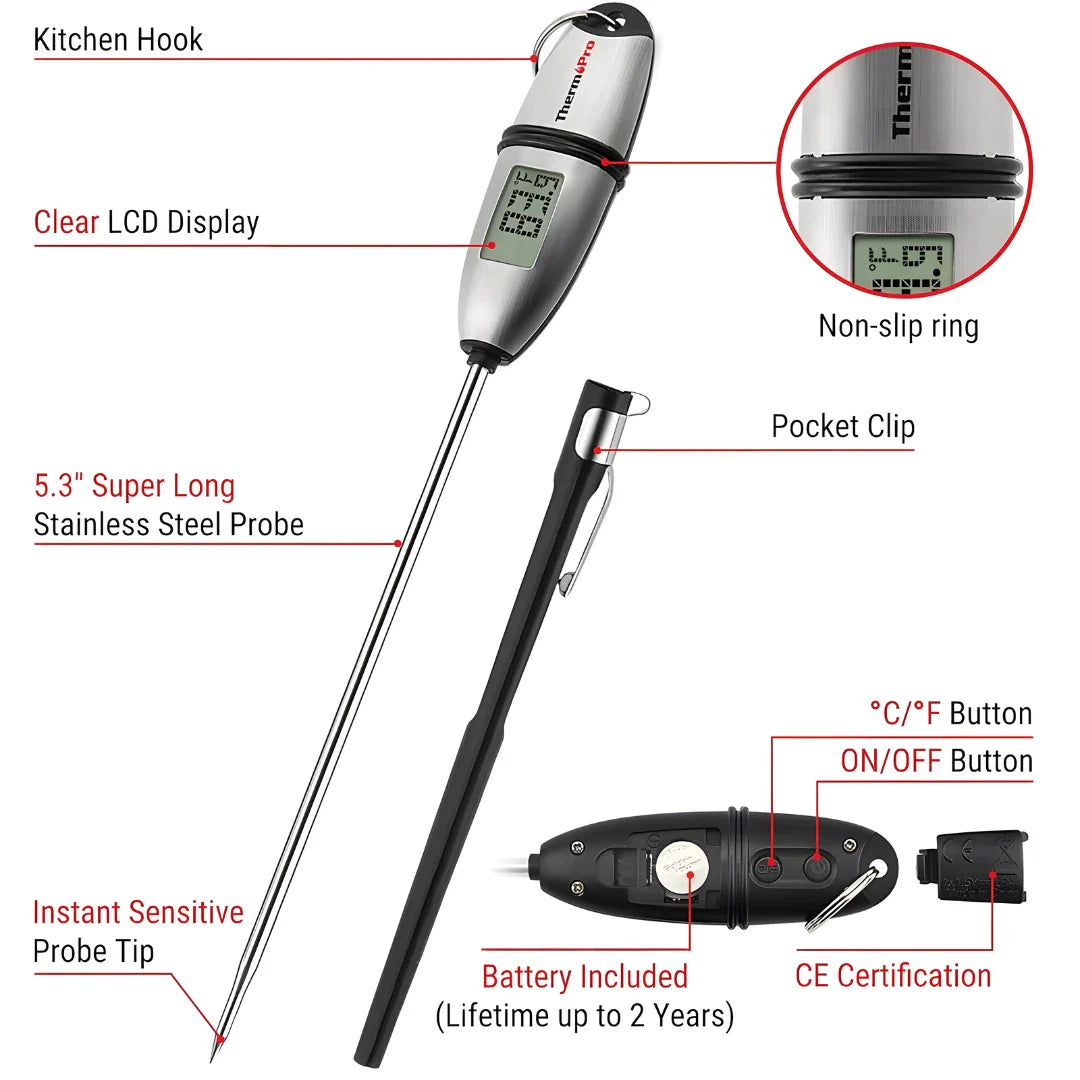 Stainless Probe Kitchen Food Meat Thermometers