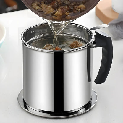 Stainless Steel Oil Pot With Filter & Lid