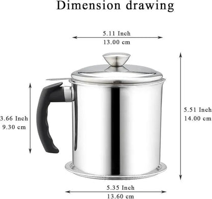 Stainless Steel Oil Pot With Filter & Lid Home & Kitchen