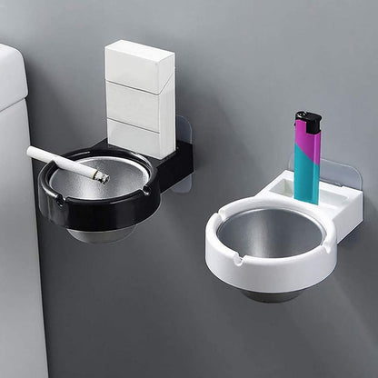 Stainless Steel Wall Mounted Ashtray & Cigarette Lighter Storage Rack