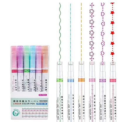 Stamp Pen Liner Pen Roller Type 6 Design and Pack of 6 Color 6 kids activiy