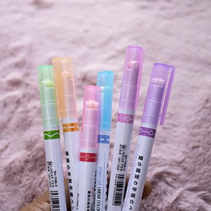 Stamp Pen Liner Pen Roller Type 6 Design and Pack of 6 Color 6 kids activiy