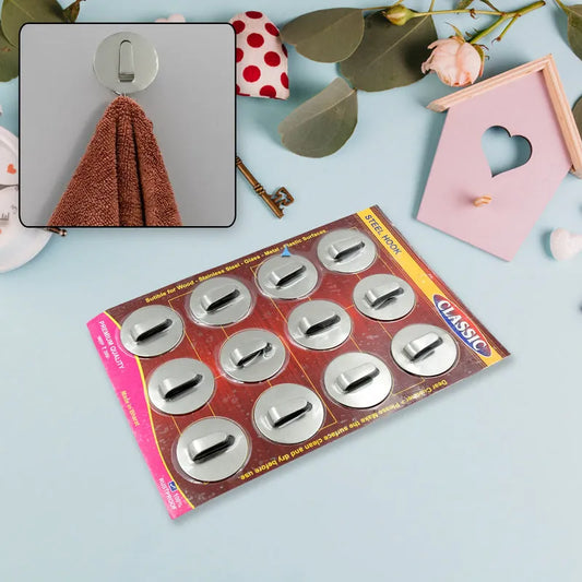 Steel Wall Hanging Hook 12 Pc - Home Decor