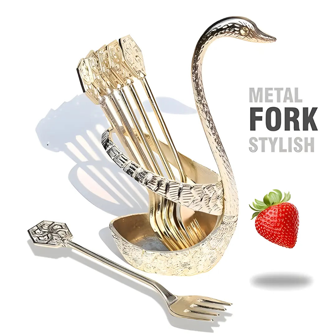Swan Base Fork Holder With Fork Set for Kitchen & Home Decor