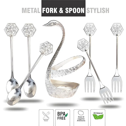 Swan Base Fork Holder With Fork Set for Kitchen & Home Decor