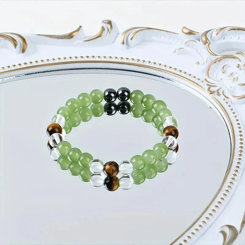 Tiger’s Eye Stone and Crystal Beads Bracelet Pack of 2 jewelry