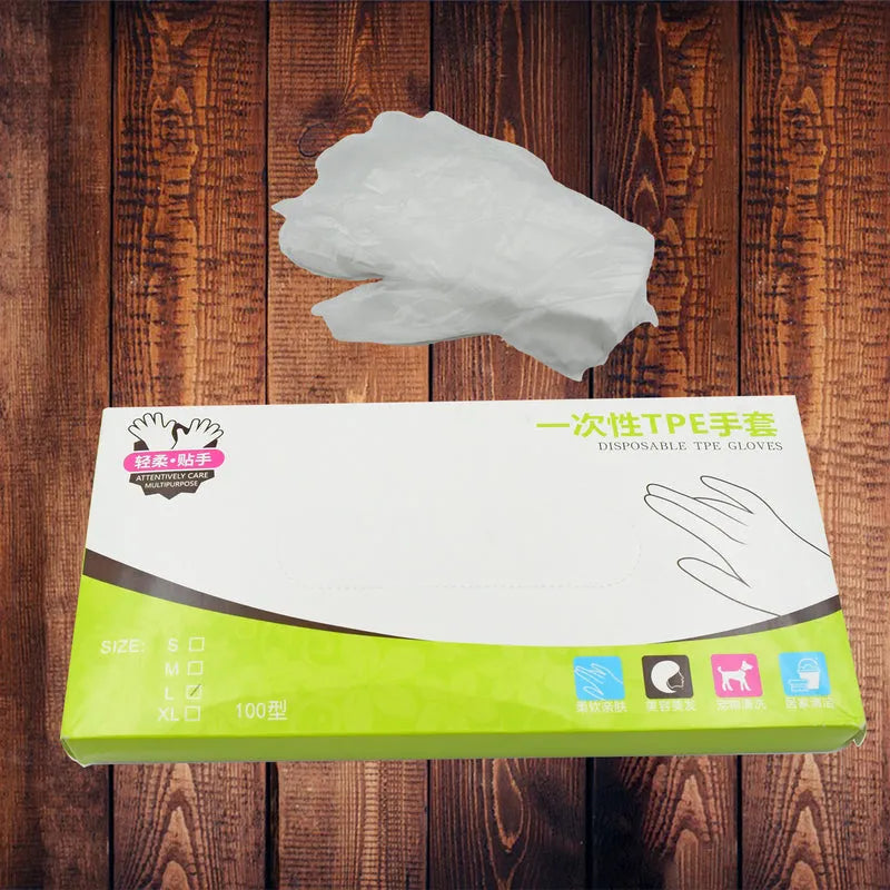 Transparent Disposable Hand Gloves (100 Pcs) - Home & Kitchen