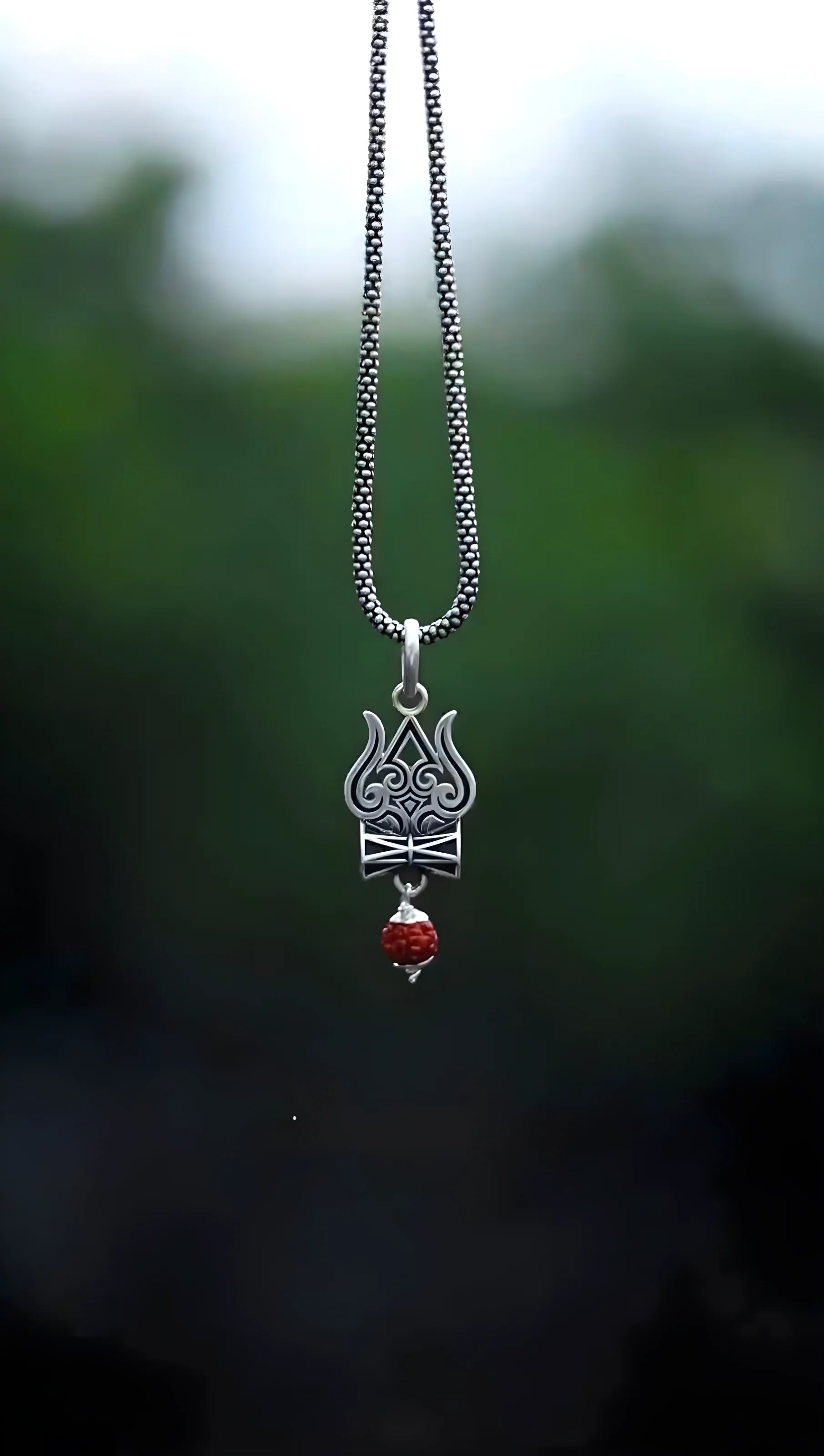 Trishul Damru Rudraksha Pendant Chain jewelry