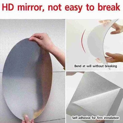 Silver Unbreakable Flexible Oval Mirror Adhesive Sheet (30cm x 20cm),  Thickness: 1-2 mm at Rs 37/piece in Delhi