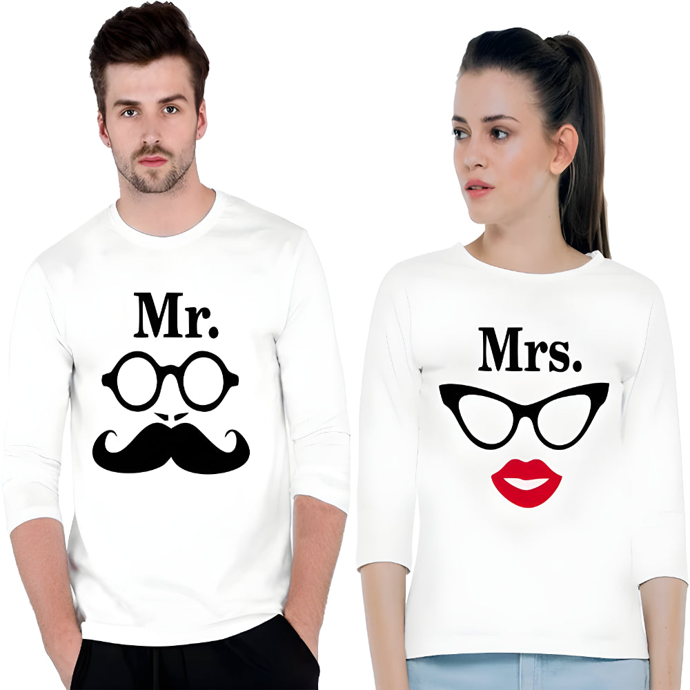 White Printed Couple Tees