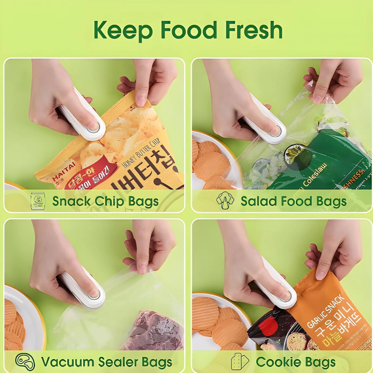Bag Sealer Heat Seal with Cutter for Chips