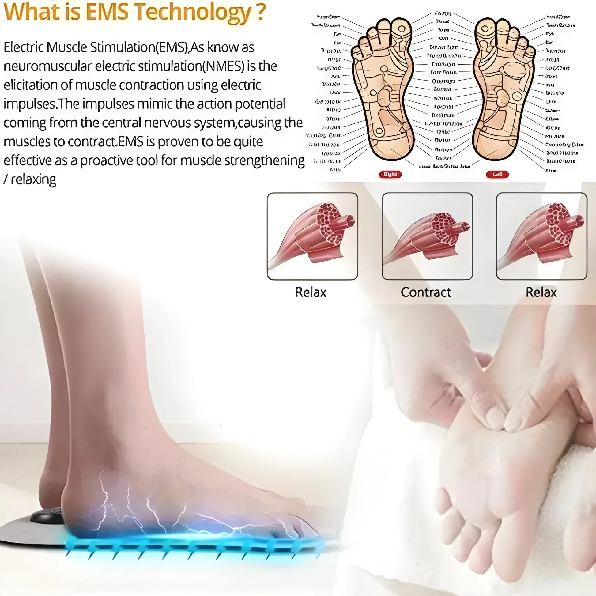 Rechargeable Foot Massager & EMS Mat – Black