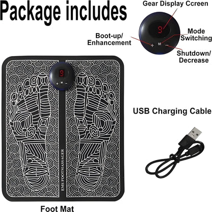 Rechargeable Foot Massager & EMS Mat – Black