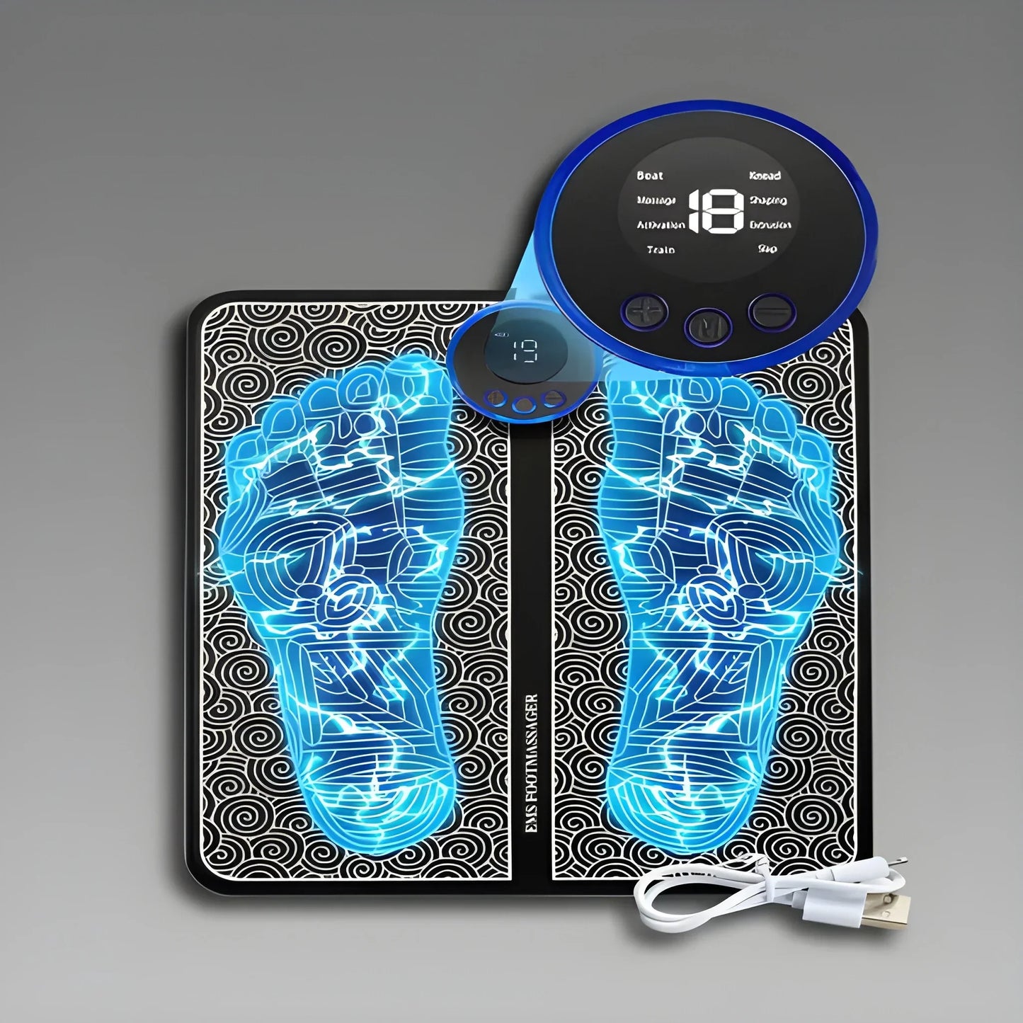 Rechargeable Foot Massager & EMS Mat – Black