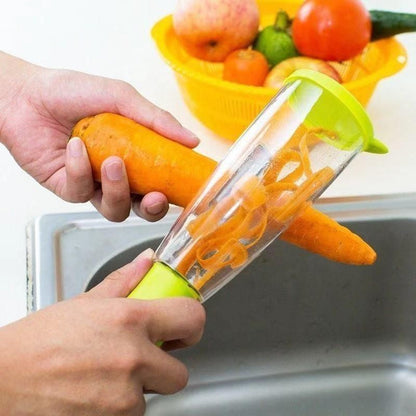 Vegetable and Fruit Peeler with Container – Stainless Steel Blade