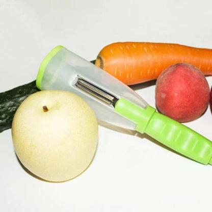 Vegetable and Fruit Peeler with Container – Stainless Steel Blade