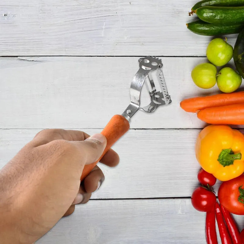 Vegetable And Fruit Peeler With Wooden Handle (1 Pc) - Home & Kitchen
