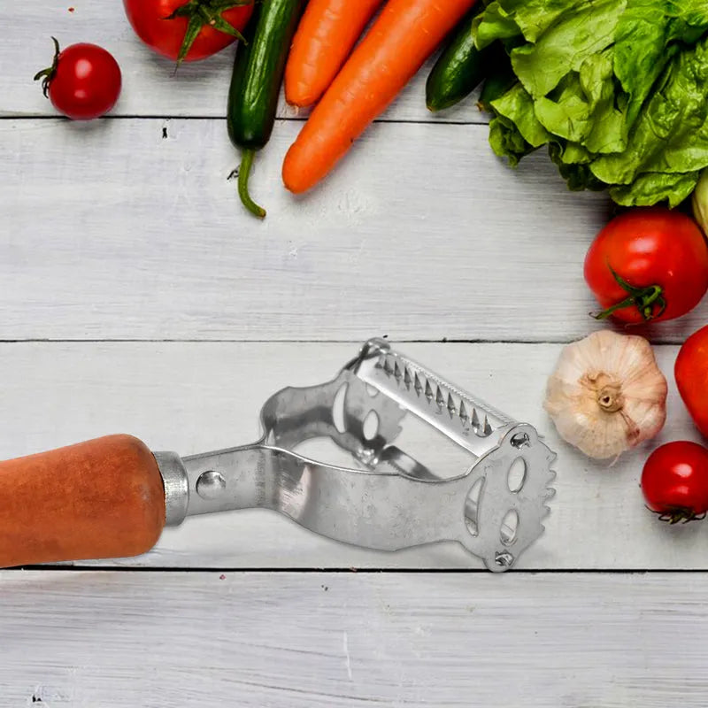 Vegetable And Fruit Peeler With Wooden Handle (1 Pc) - Home & Kitchen